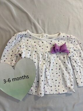 Gymboree = White and Purple Star Long Sleeve Tee